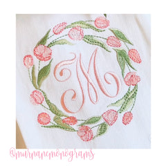 Spring Tulips Wreath Embroidery Design
