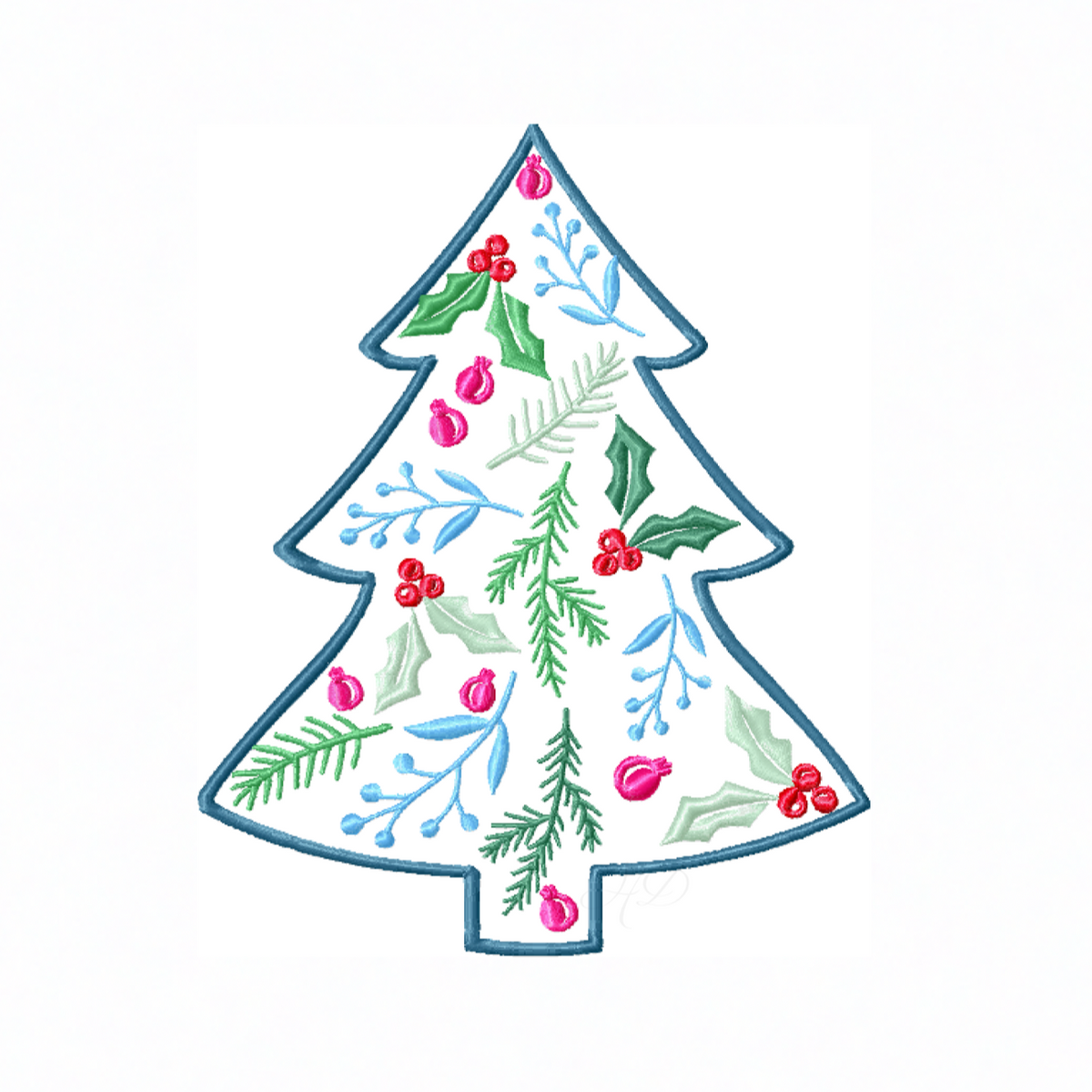 Holly Christmas Tree Embroidery Design HERRINGTON DESIGN holly-christmas-tree-embroidery-design-herrington-design