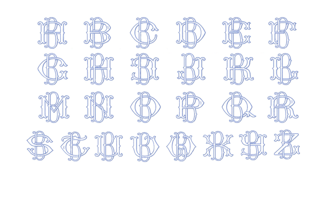 3.5" B Fishtail Embroidery Font Two Type Outline Font – HERRINGTON DESIGN