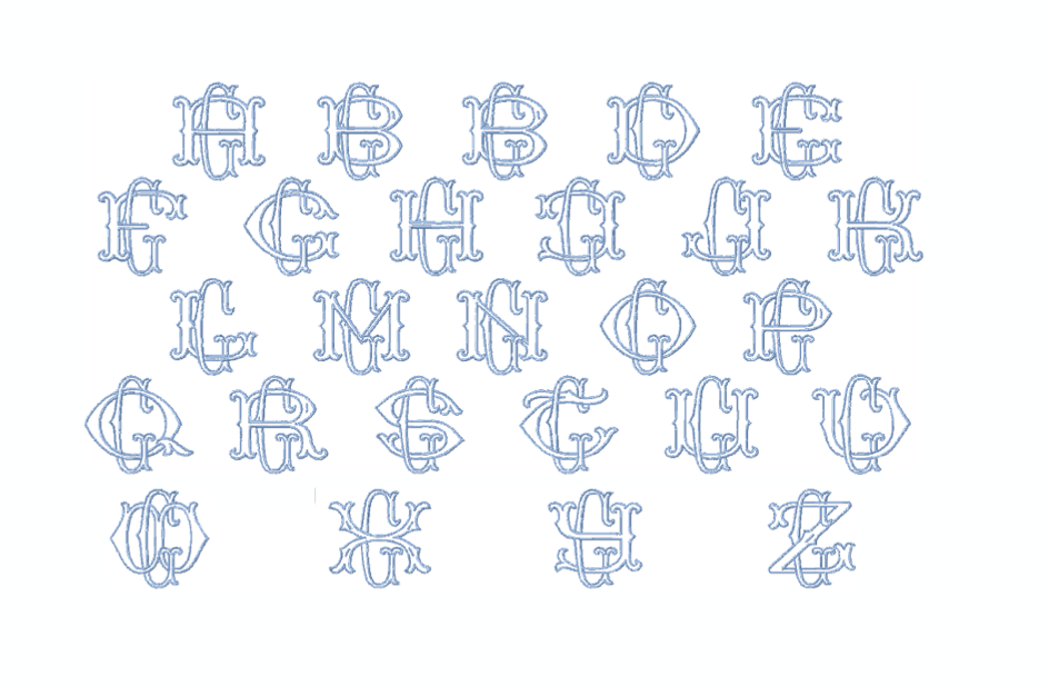 3.5" G Fishtail Embroidery Font Two Type Outline Font – HERRINGTON DESIGN