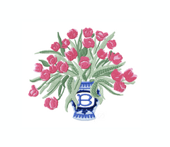 Ginger Jar with Tulips Valentine's Embroidery Design