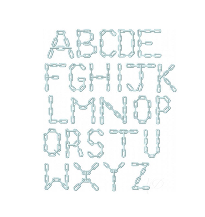 2" Chain Link Embroidery Font HERRINGTON DESIGN