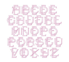 3.5" E Outline Embroidery Font Two Type Outline Font