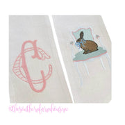 Vintage Chair with Easter Rabbit Bow Embroidery Design