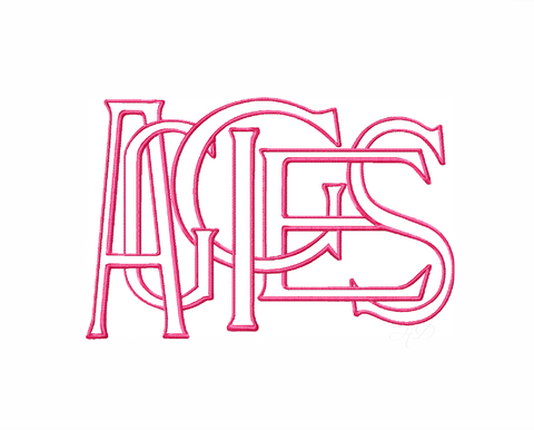 Aggies Mascot Type Layered Outline Embroidery Design