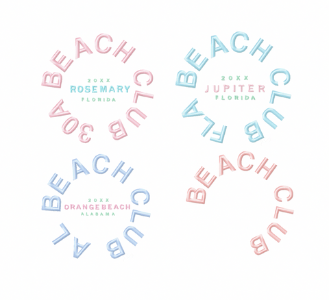 Beach Club Embroidery Design Collection