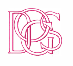 Dogs Mascot Type Layered Outline Embroidery Design