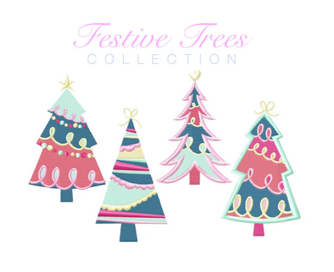 Festive Christmas Trees Embroidery Design Package