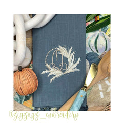 Pampas Grass Laurel Wreath Embroidery Design