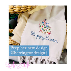 Floral Easter Bunny Embroidery Design