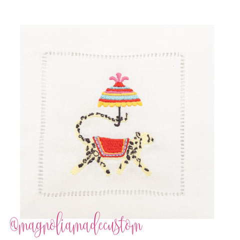 Grand Millenial Chinoiserie Chic Cheetah with Umbrella Embroidery Design