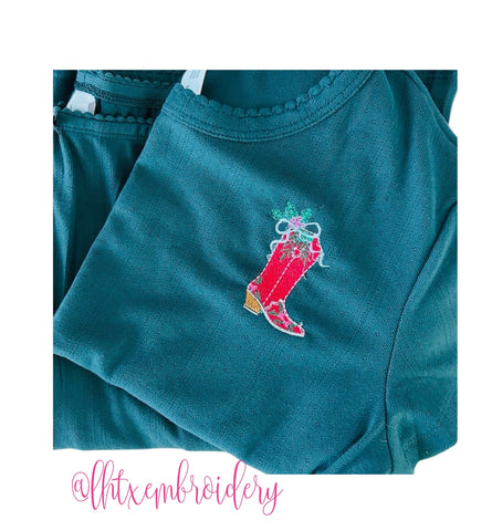 Mini Christmas Cowboy Boot Embroidery Design