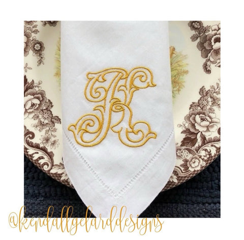 Embossed Monogram Satin Embroidery Font 4x4