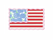 Hydrangea Scalloped American Flag Embroidery Design