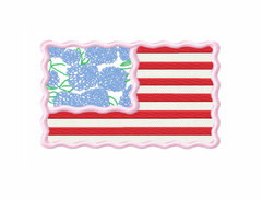 Hydrangea Scalloped American Flag Embroidery Design