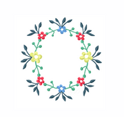 Floral Summer Laurel Wreath Embroidery Design