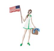 Fashion Girl Carrying American Flag Monogram