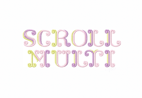 Scroll Satin Multi SatinEmbroidery Font Package 4x4