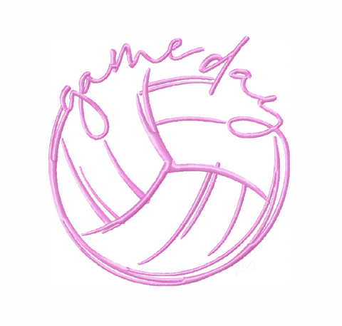 Game Day Volleyball Embroidery Design