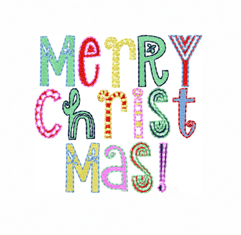 Merry Christmas Type Embroidery Design