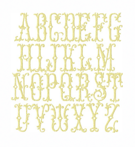Filigree Fill Scroll Type Embroidery Font 6x10