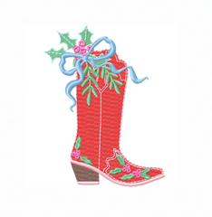 Christmas Cowboy Boot Embroidery Design