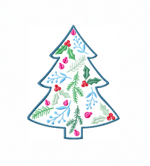 Holly Christmas Tree Embroidery Design
