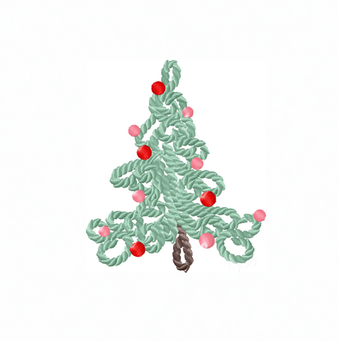 Cable Knit Satin Christmas Tree Embroidery Design