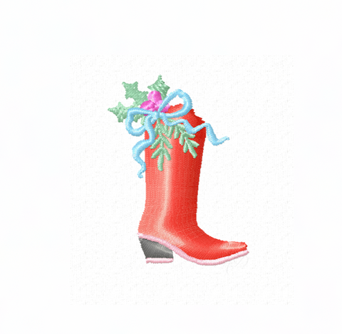 Mini Christmas Cowboy Boot Embroidery Design