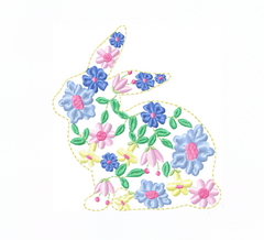 Floral Easter Bunny Embroidery Design