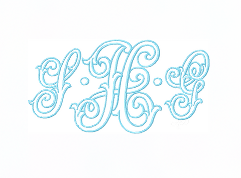 Embossed Monogram Satin Embroidery Font 4x4
