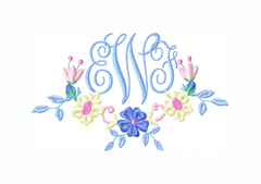 Vintage Floral Wreath Embroidery Design