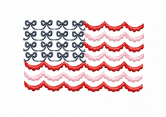 Bow Scalloped Flag Embroidery Design