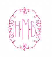 Scroll Frame Satin Embroidery Design