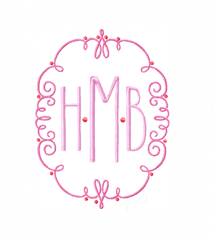 Scroll Frame Satin Embroidery Design