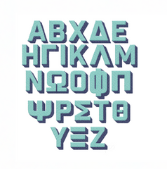 6" Greek Block Shadow Embroidery Font