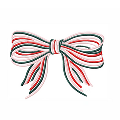 Holiday Patriotic Striped Bow Embroidery Design