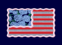Hydrangea Scalloped American Flag Embroidery Design