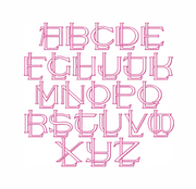 3.5" L Two Type Outline Embroidery Font