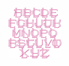 3.5" L Two Type Outline Embroidery Font