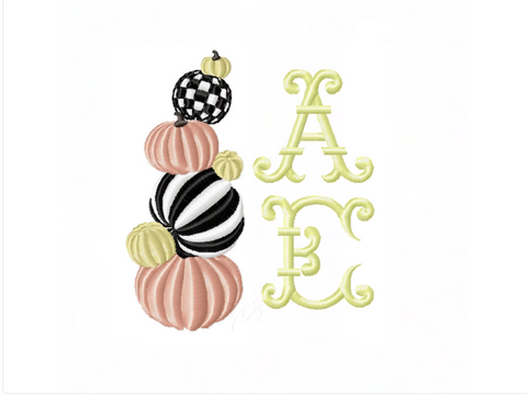 Painted Pumpkin Topiary Embroidery Design