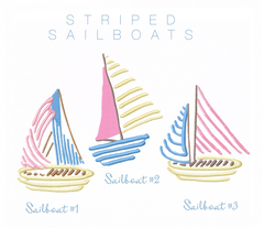 Striped Sailboats Embroidery Design Package