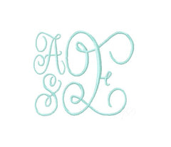 Rose Embroidery Font Monogram