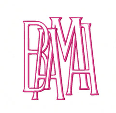 BAMA Embroidery Font LayeredType Outline Design