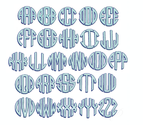 Circle Shadow Monogram Instant Download Embroidery Machine Font | Craft ...