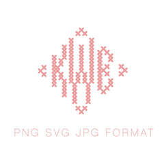 Cross Stitch Diamond PDF PNG JPG SVG & EPS Monogram Font