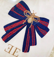 Designer Striped Bow Embroidery Design