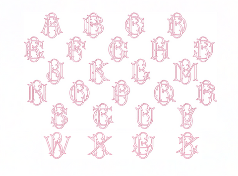 3.5" B Emmaline Layered Outline Embroidery Font