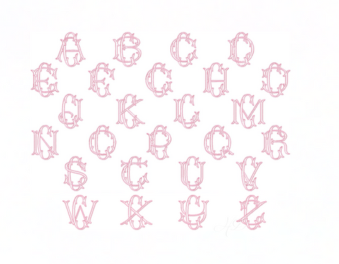 3.5" C Emmaline Layered Outline Embroidery Font