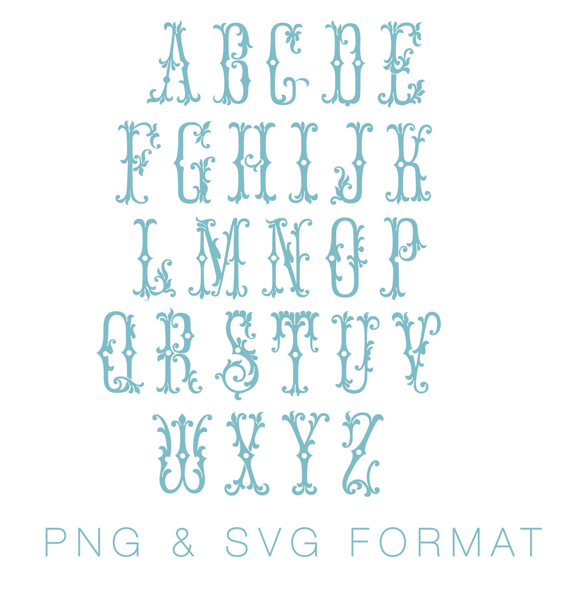 Filigree PDF PNG SVG & EPS Monogram Font – HERRINGTON DESIGN